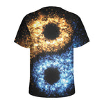 Fire And Ice Sparkle Yin Yang Print Men's Sports T-Shirt