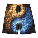 Fire And Ice Sparkle Yin Yang Print Men's Swim Trunks