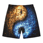 Fire And Ice Sparkle Yin Yang Print Men's Swim Trunks