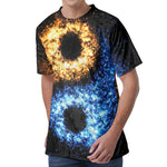 Fire And Ice Sparkle Yin Yang Print Men's Velvet T-Shirt