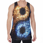 Fire And Ice Sparkle Yin Yang Print Men's Velvet Tank Top