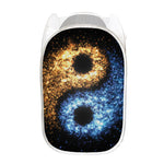 Fire And Ice Sparkle Yin Yang Print Mesh Laundry Hamper