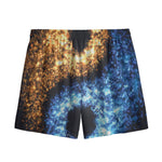 Fire And Ice Sparkle Yin Yang Print Mesh Shorts