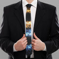 Fire And Ice Sparkle Yin Yang Print Necktie