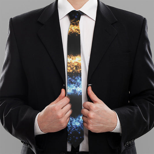 Fire And Ice Sparkle Yin Yang Print Necktie