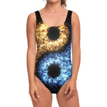 Fire And Ice Sparkle Yin Yang Print One Piece Swimsuit