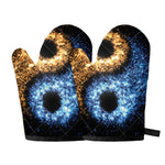 Fire And Ice Sparkle Yin Yang Print Oven Mitts