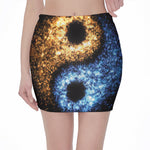 Fire And Ice Sparkle Yin Yang Print Pencil Mini Skirt