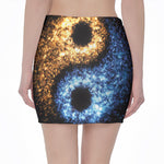 Fire And Ice Sparkle Yin Yang Print Pencil Mini Skirt