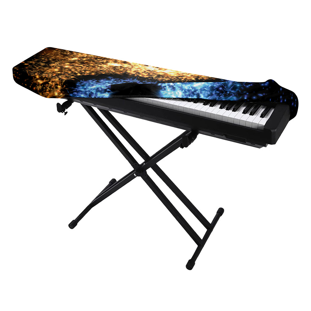 Fire And Ice Sparkle Yin Yang Print Piano Keyboard Cover