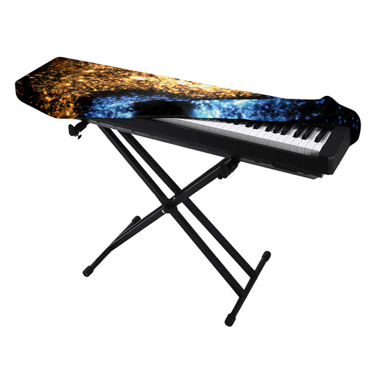 Fire And Ice Sparkle Yin Yang Print Piano Keyboard Cover