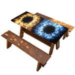 Fire And Ice Sparkle Yin Yang Print Picnic Table Cover