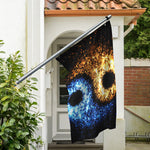 Fire And Ice Sparkle Yin Yang Print Polyester Flag