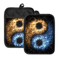 Fire And Ice Sparkle Yin Yang Print Pot Holders With Pocket
