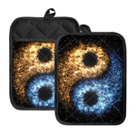 Fire And Ice Sparkle Yin Yang Print Pot Holders With Pocket