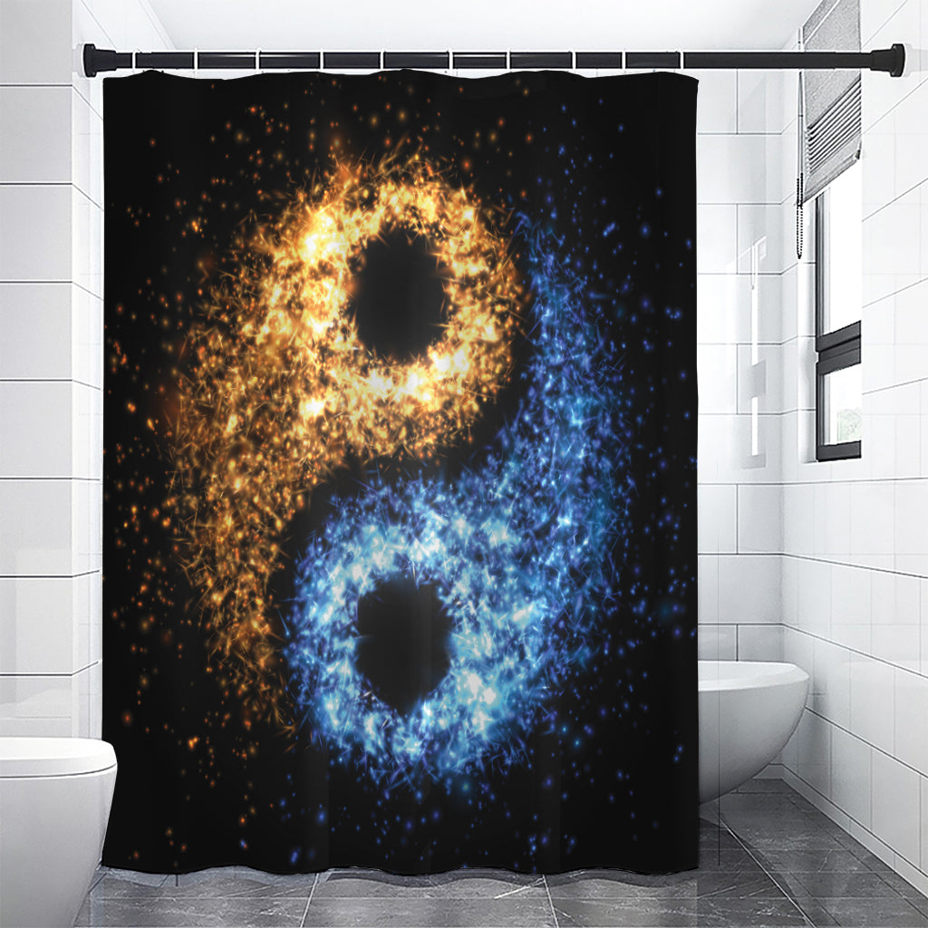 Fire And Ice Sparkle Yin Yang Print Premium Shower Curtain
