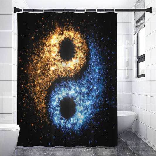 Fire And Ice Sparkle Yin Yang Print Premium Shower Curtain