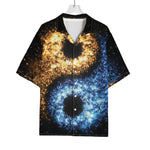 Fire And Ice Sparkle Yin Yang Print Rayon Hawaiian Shirt