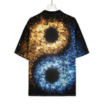 Fire And Ice Sparkle Yin Yang Print Rayon Hawaiian Shirt