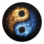 Fire And Ice Sparkle Yin Yang Print Round Blanket