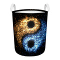 Fire And Ice Sparkle Yin Yang Print Round Laundry Basket