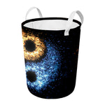 Fire And Ice Sparkle Yin Yang Print Round Laundry Basket