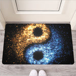 Fire And Ice Sparkle Yin Yang Print Rubber Doormat