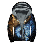Fire And Ice Sparkle Yin Yang Print Sherpa Lined Zip Up Hoodie