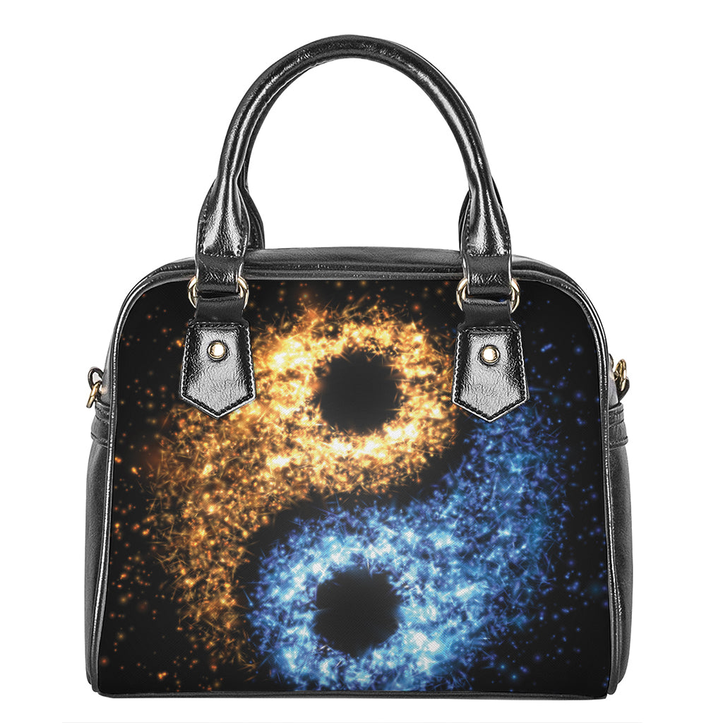 Fire And Ice Sparkle Yin Yang Print Shoulder Handbag