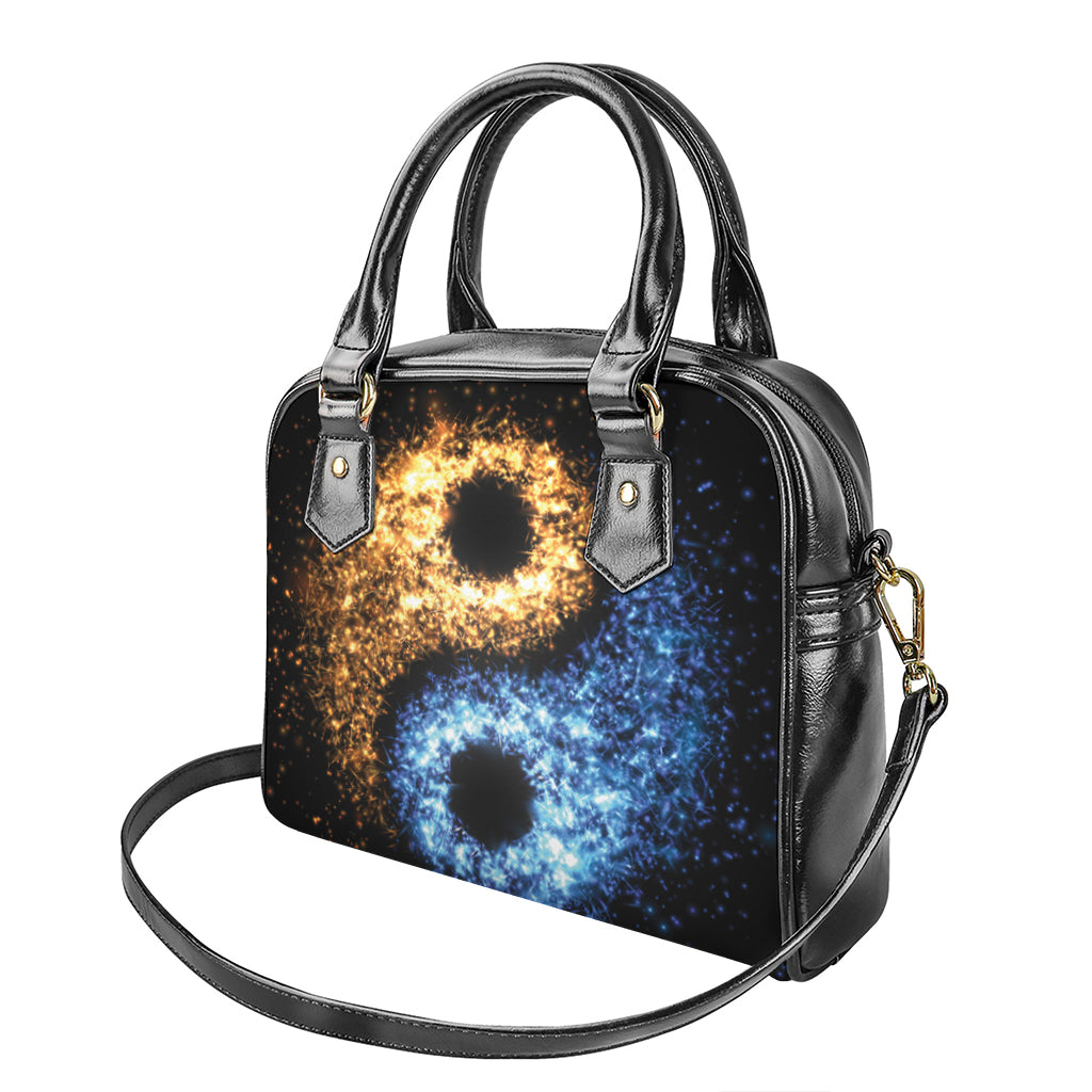 Fire And Ice Sparkle Yin Yang Print Shoulder Handbag