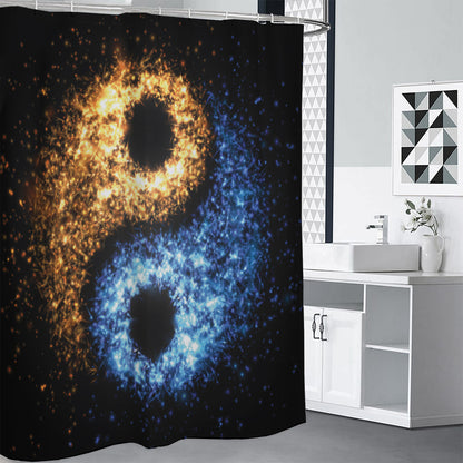 Fire And Ice Sparkle Yin Yang Print Shower Curtain