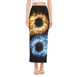 Fire And Ice Sparkle Yin Yang Print Side Slit Maxi Skirt