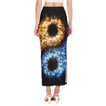 Fire And Ice Sparkle Yin Yang Print Side Slit Maxi Skirt
