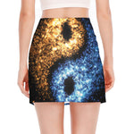 Fire And Ice Sparkle Yin Yang Print Side Slit Mini Skirt