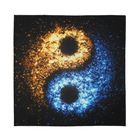 Fire And Ice Sparkle Yin Yang Print Silk Bandana