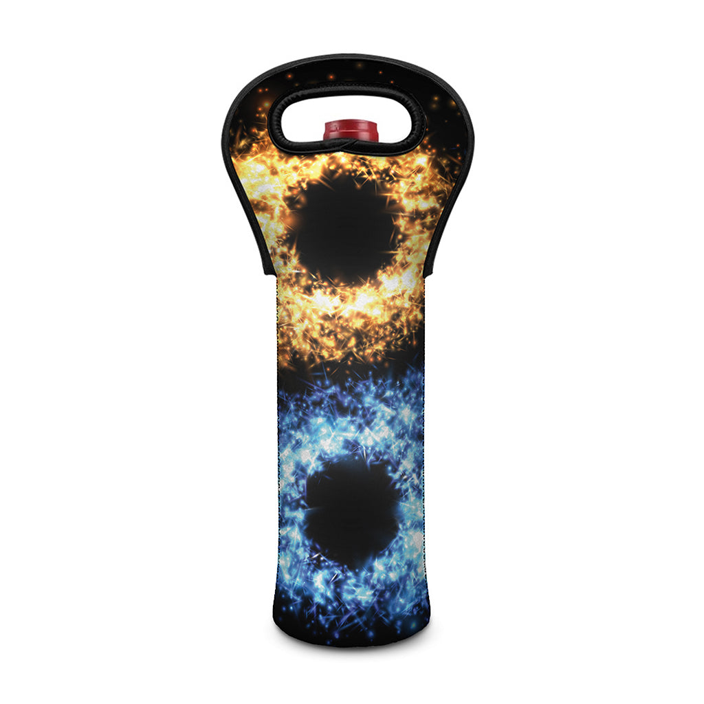 Fire And Ice Sparkle Yin Yang Print Single Neoprene Wine Tote