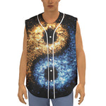 Fire And Ice Sparkle Yin Yang Print Sleeveless Baseball Jersey