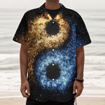 Fire And Ice Sparkle Yin Yang Print Textured Short Sleeve Shirt