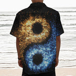 Fire And Ice Sparkle Yin Yang Print Textured Short Sleeve Shirt