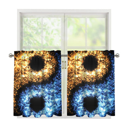 Fire And Ice Sparkle Yin Yang Print Tier Curtains