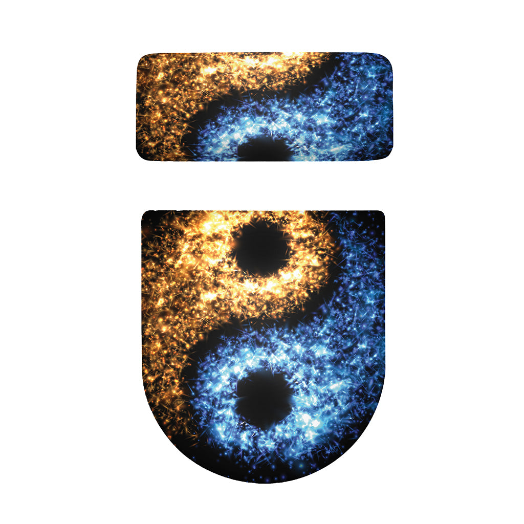 Fire And Ice Sparkle Yin Yang Print Toilet Lid And Tank Cover Set