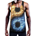 Fire And Ice Sparkle Yin Yang Print Men's Workout Tank Top