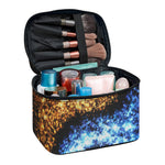 Fire And Ice Sparkle Yin Yang Print Travel Makeup Bag