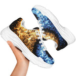 Fire And Ice Sparkle Yin Yang Print White Chunky Shoes