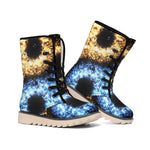 Fire And Ice Sparkle Yin Yang Print Winter Boots