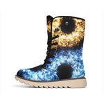 Fire And Ice Sparkle Yin Yang Print Winter Boots