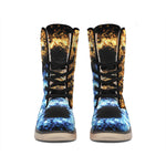 Fire And Ice Sparkle Yin Yang Print Winter Boots