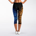 Fire And Ice Sparkle Yin Yang Print Women's Capri Leggings