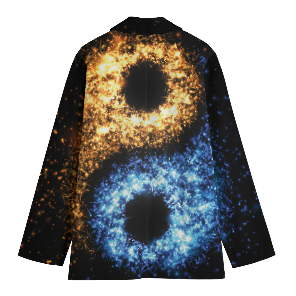 Fire And Ice Sparkle Yin Yang Print Women's Cotton Blazer