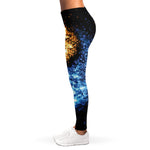Fire And Ice Sparkle Yin Yang Print Women's Leggings